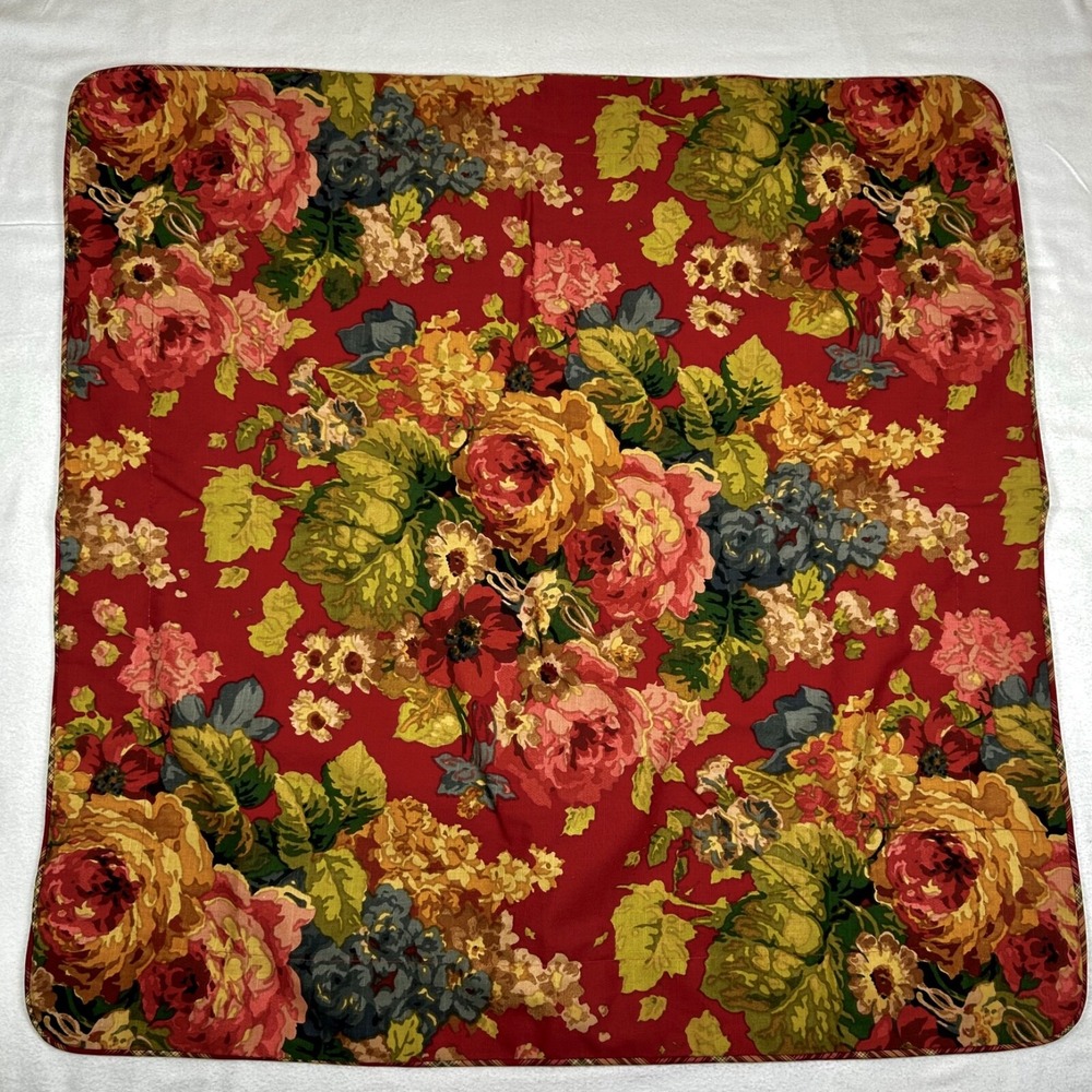 Croscill‎ Sham Cover Pillow Case Rope Trim Floral Deep Red USA